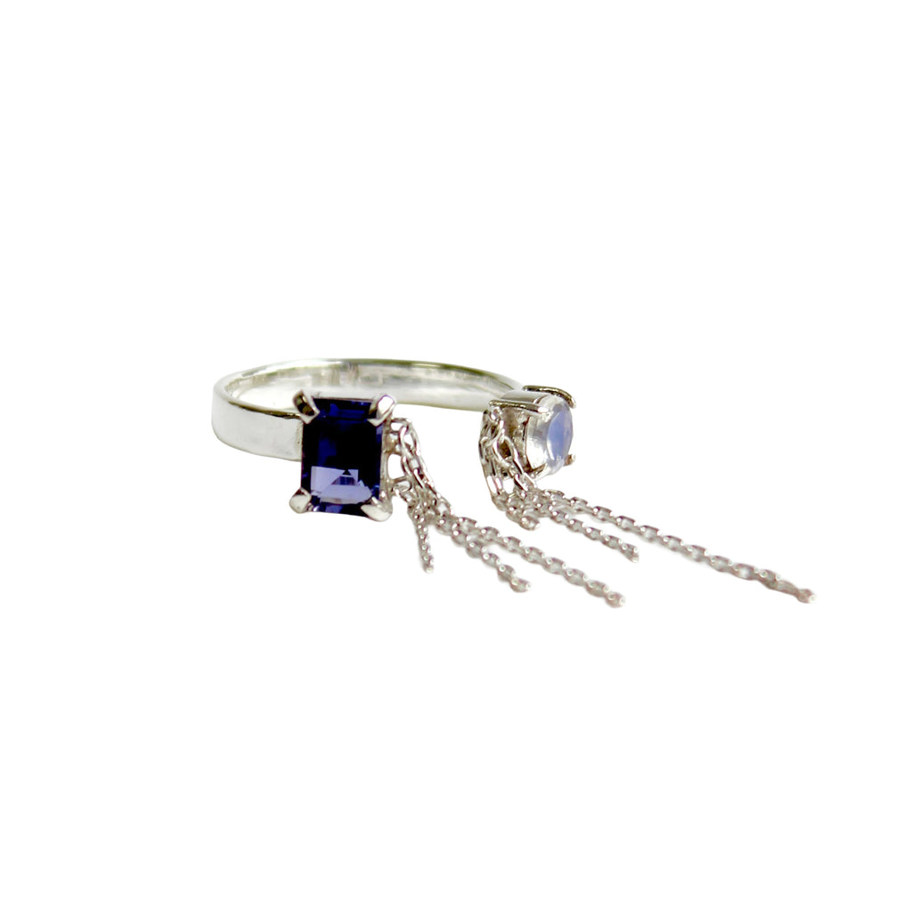 ブレイキンチェーンリング（アイオライト、ブルームーンストーン）