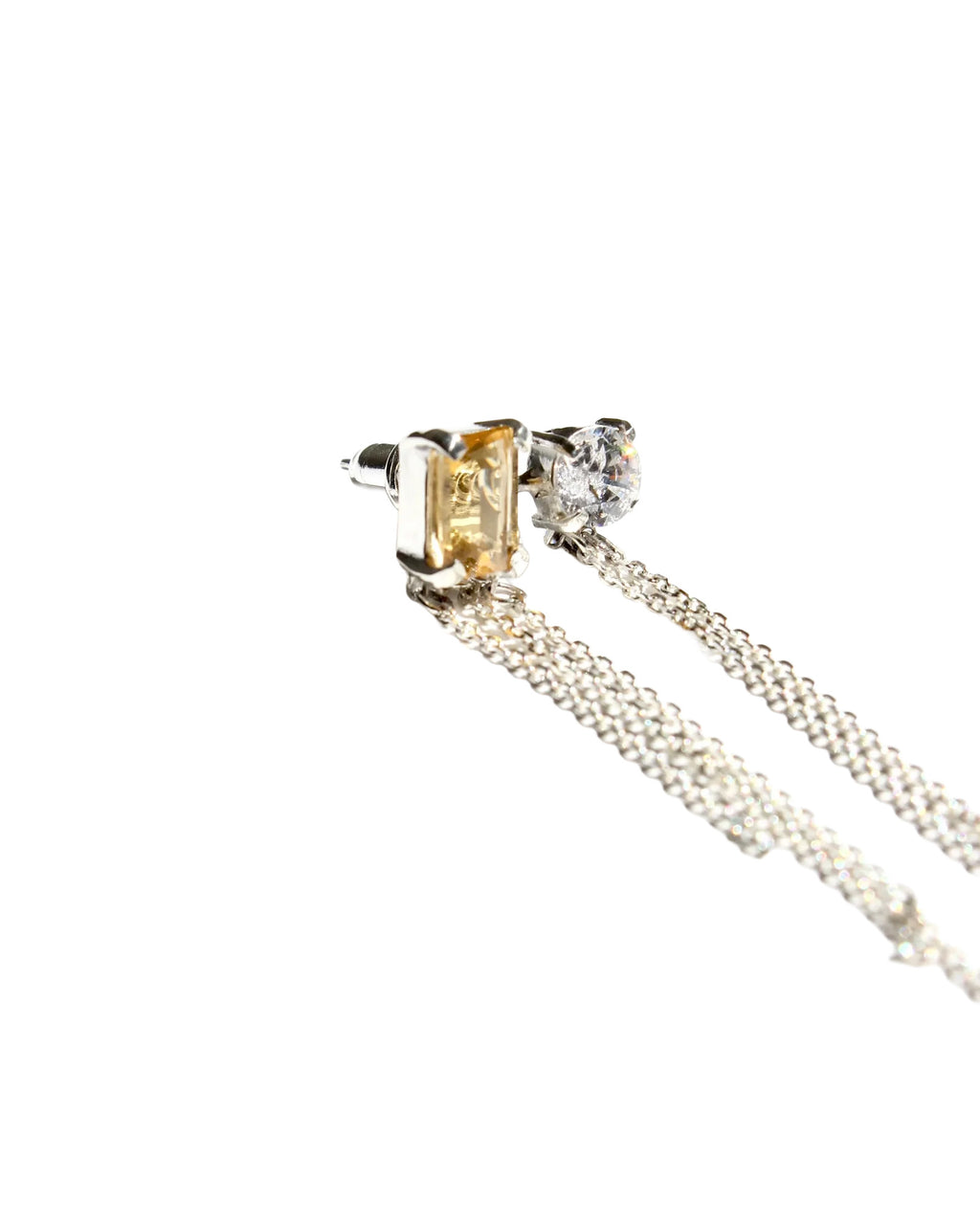 ブレイキンチェーンピアス（シトリン、ジルコニア）