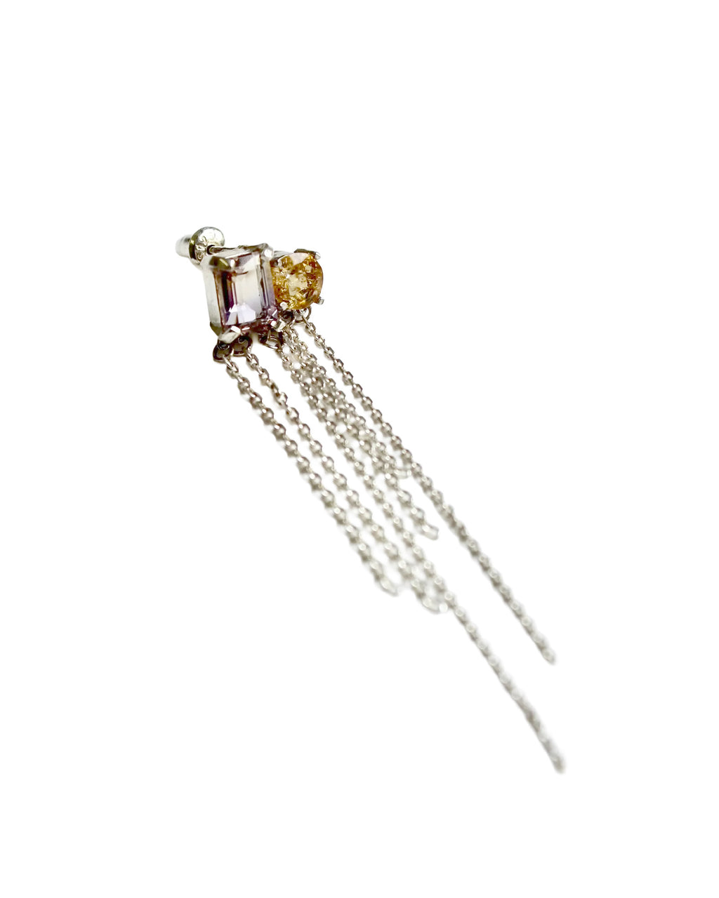 断链耳环（紫黄晶、黄水晶）