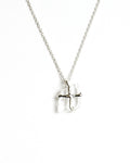 Cross necklace with crystal and silver