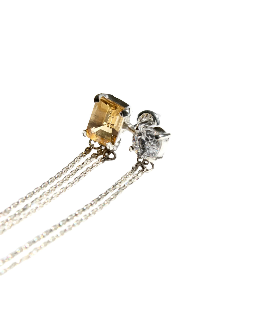 ブレイキンチェーンピアス（シトリン、ジルコニア）